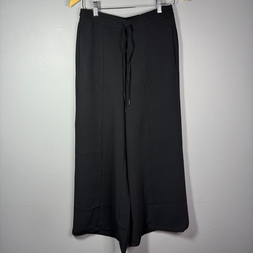 Simply Vera Wang Wide Leg Pants Women Size S Black Elastic Waist Draping NEW